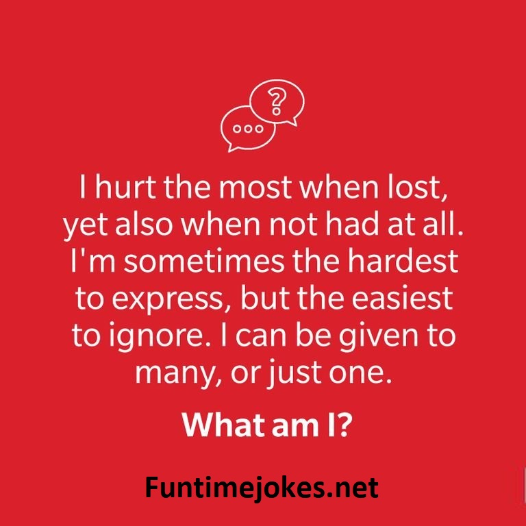 I hurt the most when lost, yet also when not had at all. I’m sometimes the hardest to express, but the easiest to ignore. I can be given to many, or just one. What am I?